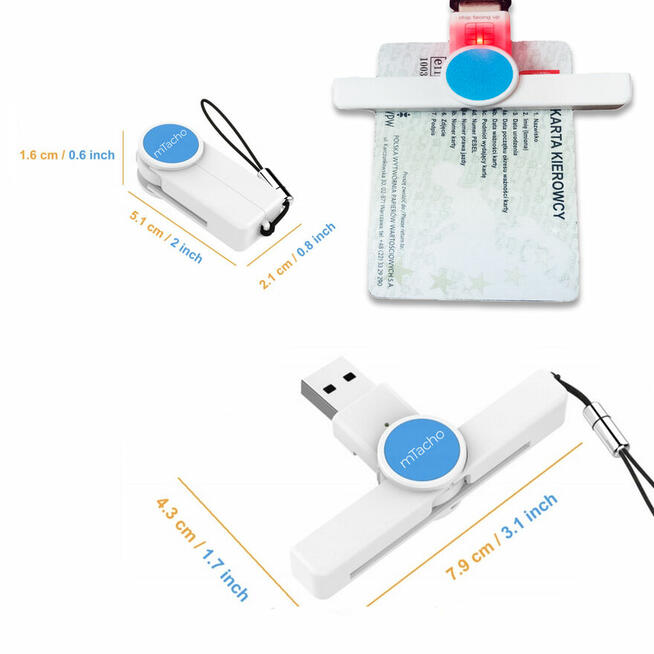 Czytnik Kart Kierowców-Micro USB+Adapter na USB-C