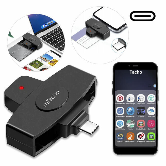 Czytnik Kart Kierowców-Micro USB+Adapter na USB-C