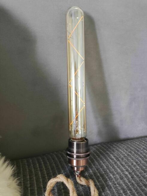 Lampa złota z żarówka dekoracyjna sznur lina Lampka wisząca