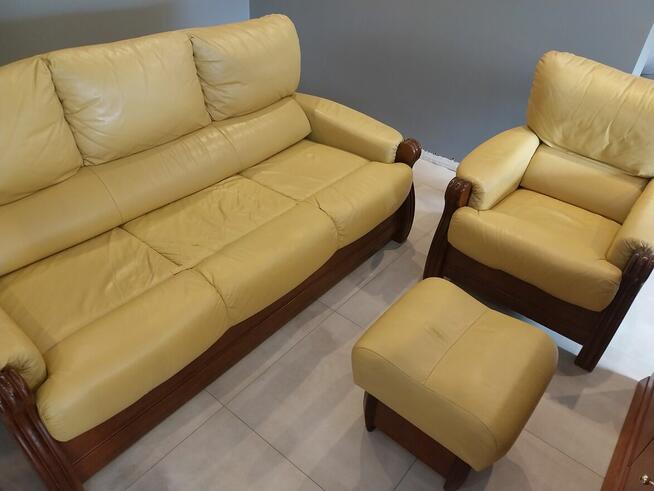 Sprzedam wypoczynek Kler, kanapę, fotel z pufą, skóra,