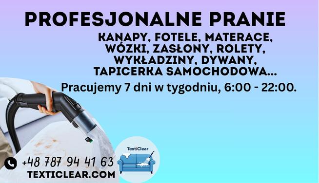 Pranie Tapicerki Sof Kanap Foteli Krzeseł Wersalki Materaca