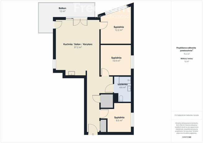 Jasne mieszkanie 4 pokoje z garderobą i balkonem