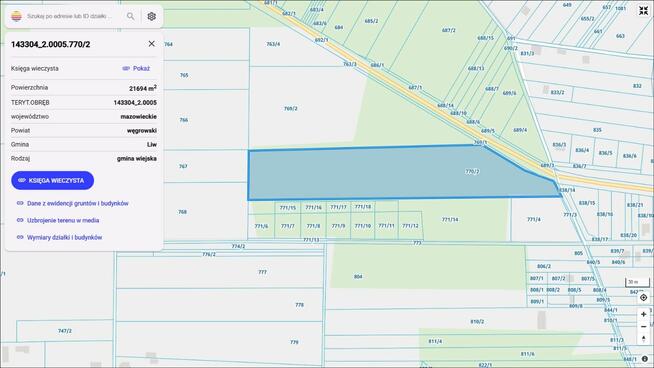 Działki leśne i grunty rolne Krypy; Gmina Liw