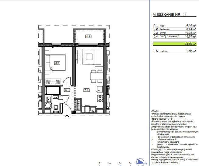 NOWE > wykończone pod klucz > 34,69 m2 > 2 POKOJE