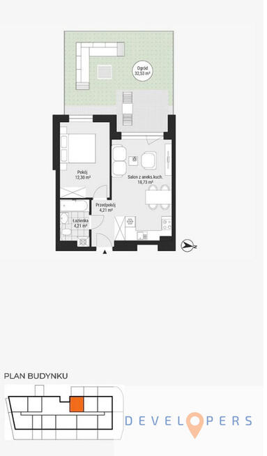 M2 z ogródkiem w topowej lokalizacji