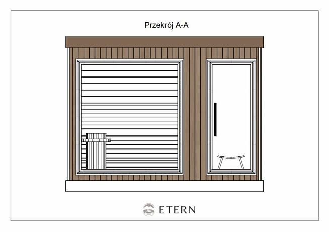 Sauna ogrodowa z przedsionkiem - na wymiar - projekt 3D