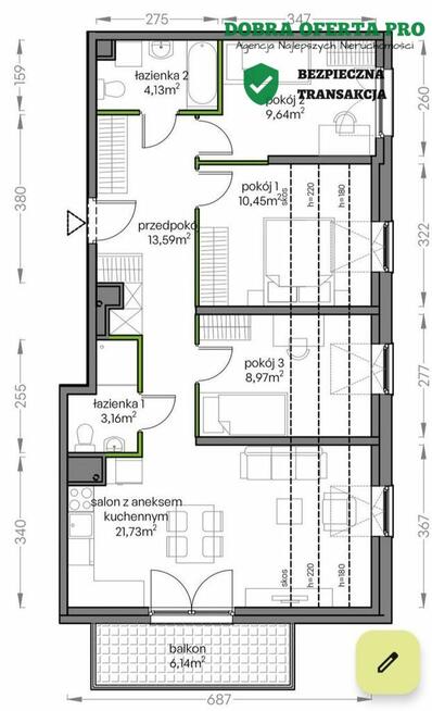 4-pokojowe mieszkanie na ostatnim piętrze