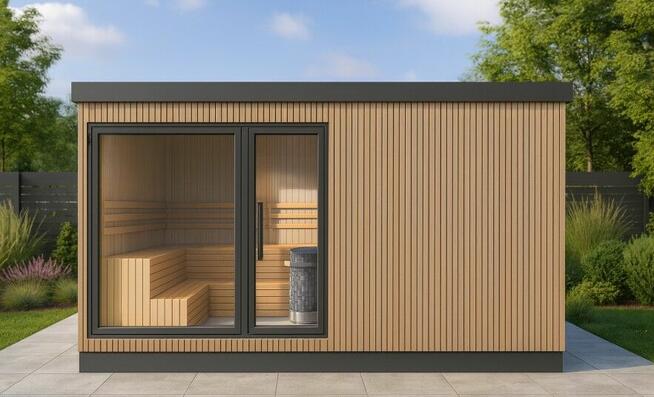 Sauna ogrodowa + pomieszczenie gospodarcze – producent