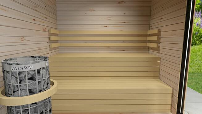 Nowoczesna sauna ogrodowa 220x220 – projekt, wykonanie