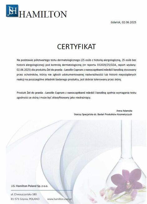 Żel do prania kolorowych tkanin LANOLIN z nanomiedzią 2000ml