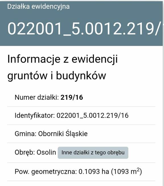 Działka budowlana Osolin