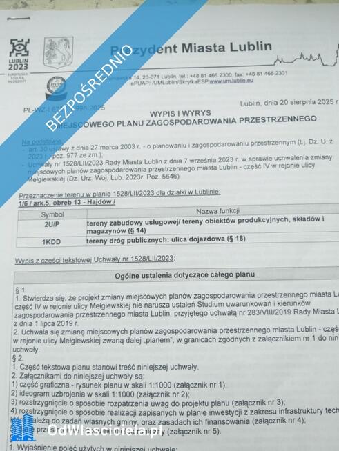 Działka inwestycyjna 8108m²-Lublin,ul.Mełgiewska