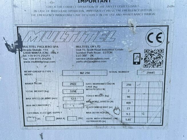 Iveco Daily 35S14 Podnośnik Koszowy Multitel MZ 250 Zwyżka UDT MX Versalift Ruthmann P7