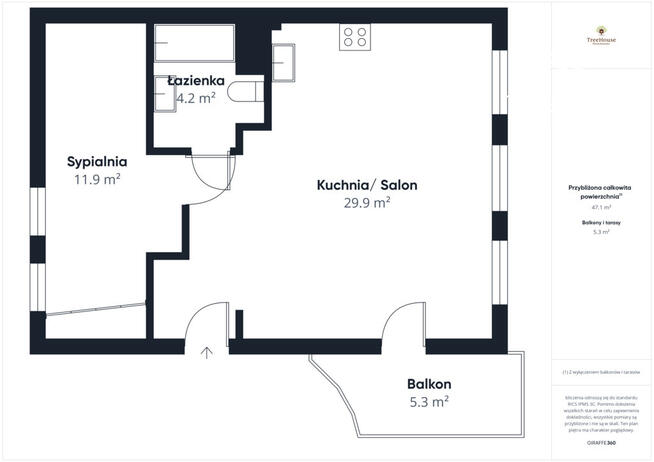 Nagórki | 47,7 m² | 2 piętro | duży balkon