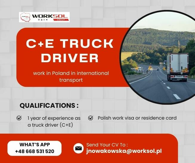 C+E DRIVER – Work in Poland!