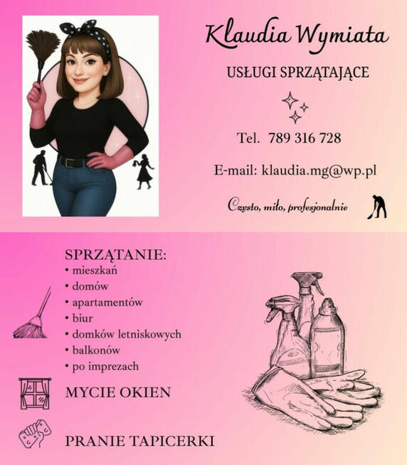 Sprzątanie mieszkań, domów, aparatemntów, biur itp.