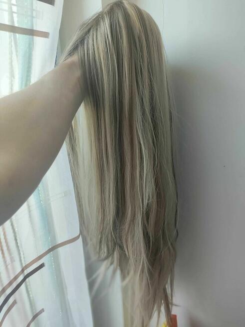 Peruka Jasny Blond Pasemka dla Kobiet Damska Długie Włosy