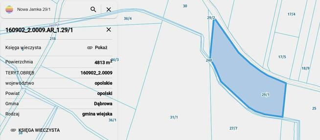Działka rolna 10357m2 w Nowej Jamce (opolskie)