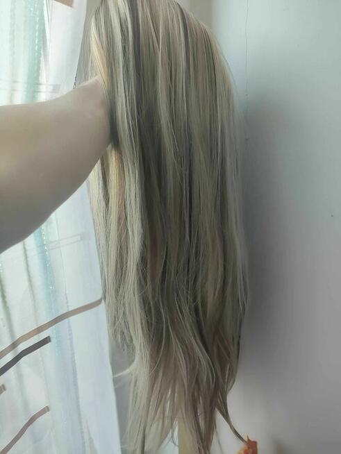 Peruka Jasny Blond Pasemka dla Kobiet Damska Długie Włosy