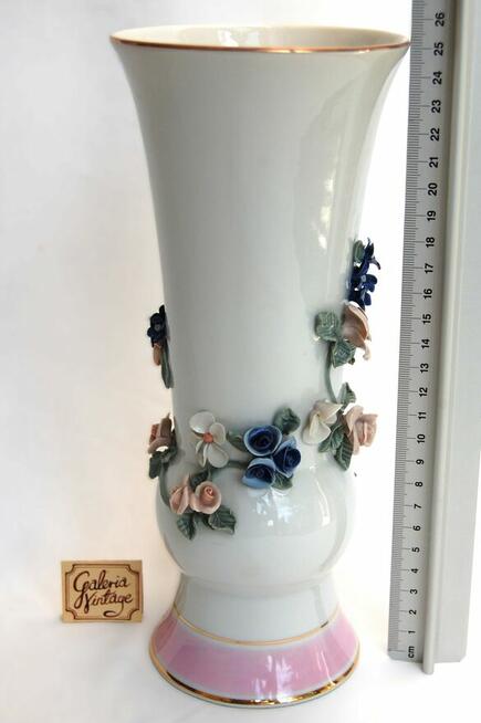 Wazon kwiaty relief ręcznie zdobiony, porcelana Ćmielów 60