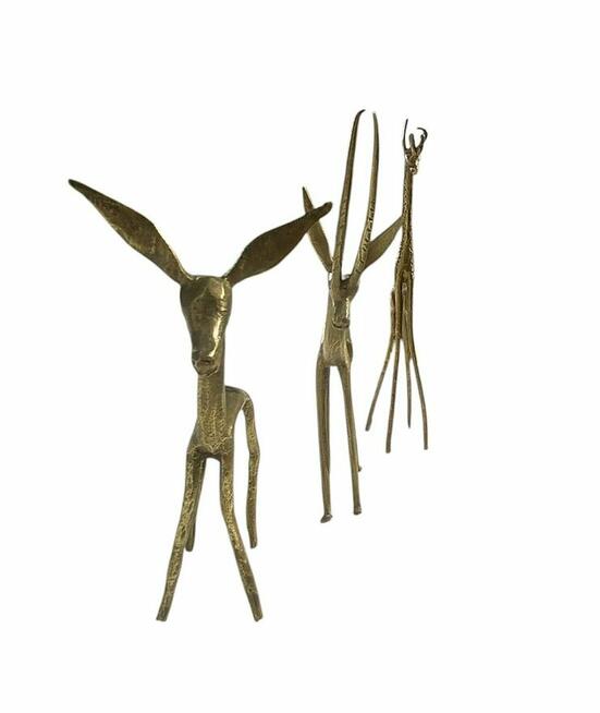 Zestaw figurek mosiężnych retro vintage, zwierzęta z Safari