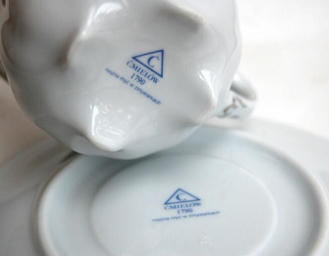 Srebrzona filiżanka ze spodkiem, BOLERO, porcelana Ćmielów