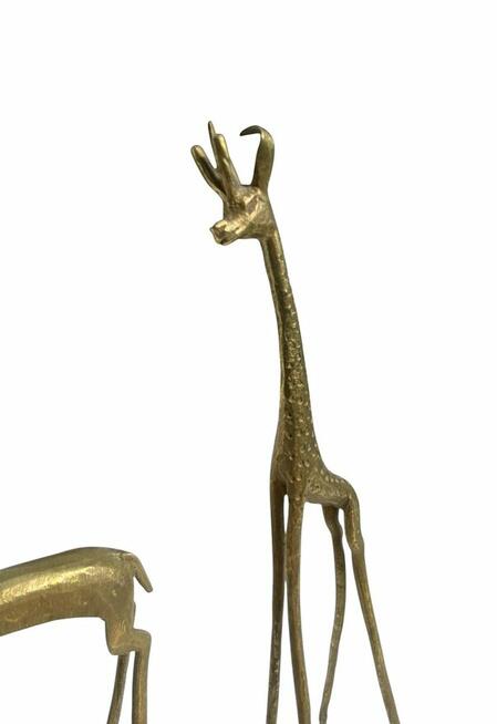 Zestaw figurek mosiężnych retro vintage, zwierzęta z Safari