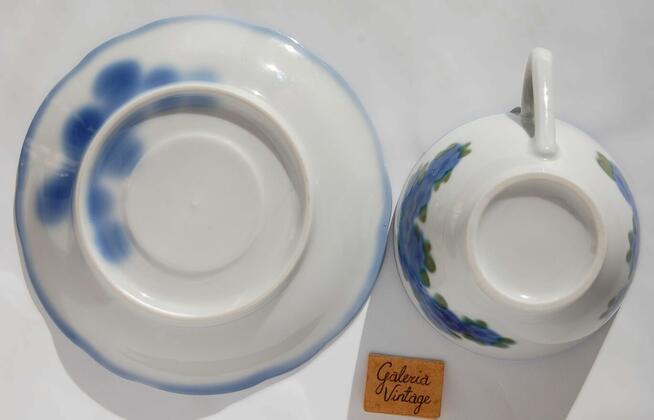 Filiżanka ze spodkiem porcelana ręcznie malowana Ćmielów