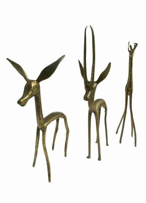 Zestaw figurek mosiężnych retro vintage, zwierzęta z Safari