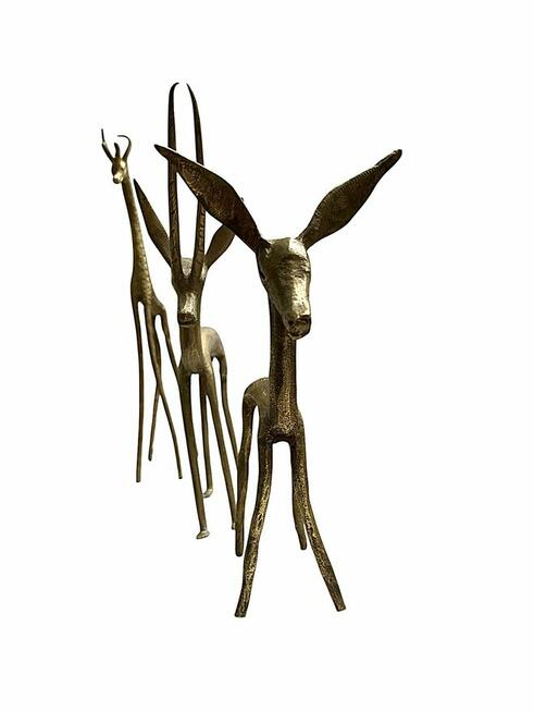 Zestaw figurek mosiężnych retro vintage, zwierzęta z Safari