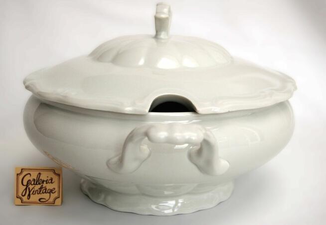 Porcelanowa waza na zupę Tielsch Wałbrzych, biała porcelana