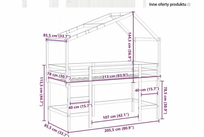 Łóżko na antresoli z bazą