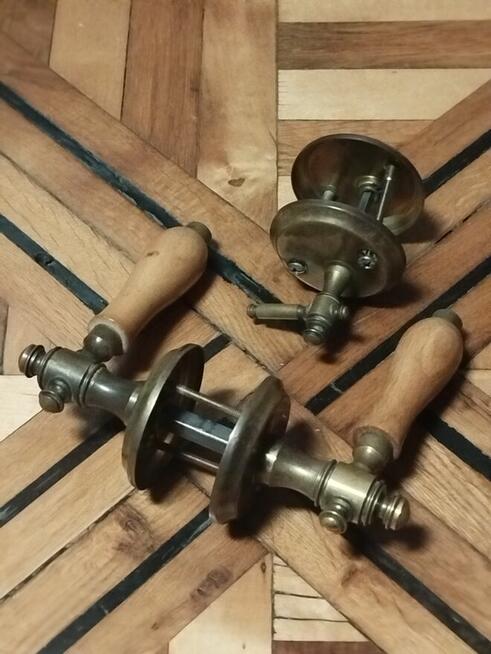 Klamka drzwiowa retro łazienkowa mosiężna PRL lata 70