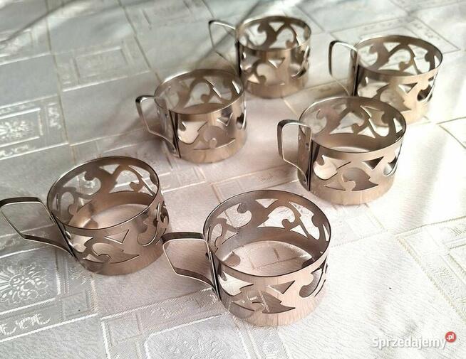Komplet 6 metalowych koszyczków na szklanki – styl vintage