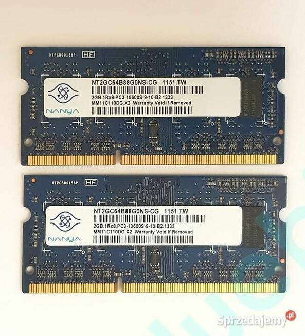 Zestaw 2x2GB RAM SODIMM Nanya DDR3 1333 MHz, darmowa wysyłka