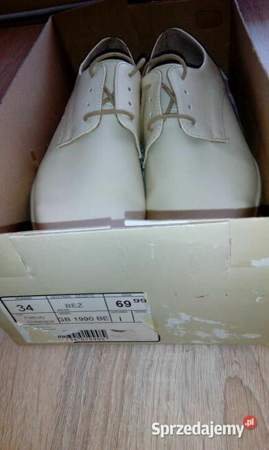 Buty Beżowe do Komunii rozm. 34 (dł. wkł. 24cm) nowe