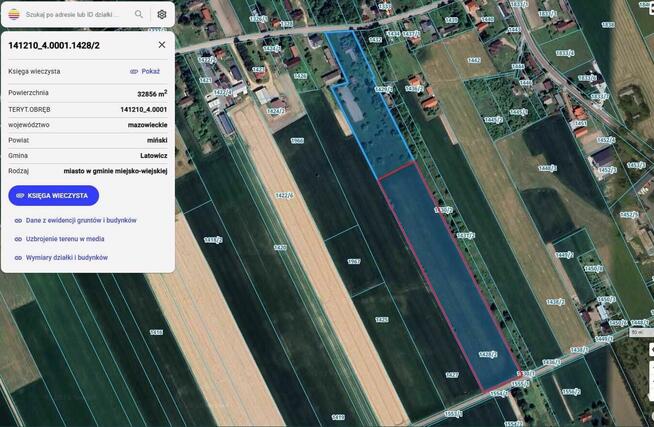 Działka rolna uzbrojona Latowicz - Rozstanki