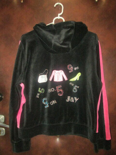 bluza welurowa z cyrkoniami na zip czarna rozm.L / XL