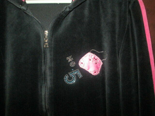 bluza welurowa z cyrkoniami na zip czarna rozm.L / XL