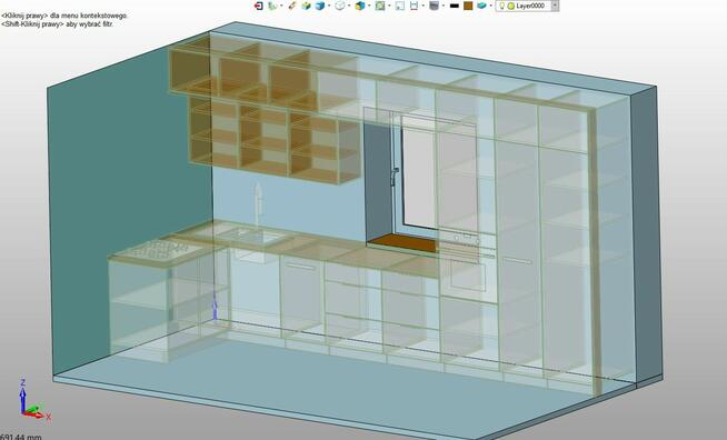 Projektowanie mebli kuchni na wymiar rendering 3D projekt wi