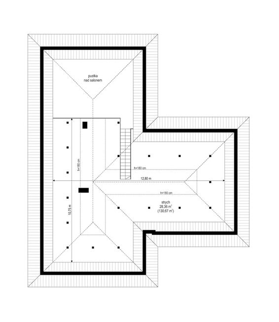 Nowy dom parterowy z antresolą.