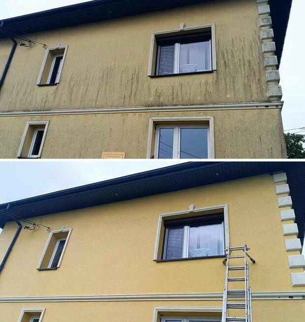 Mycie elewacji, kostki brukowej, dachów