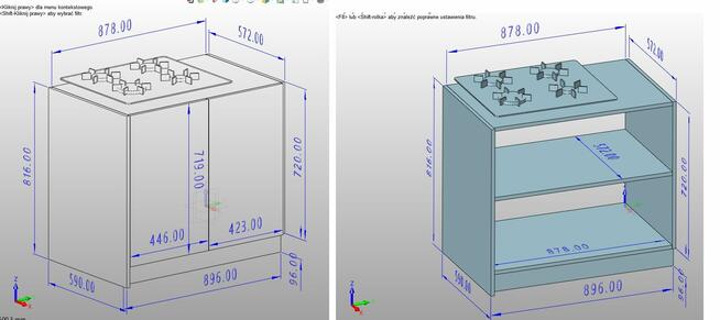 Projektowanie mebli kuchni na wymiar rendering 3D projekt wi