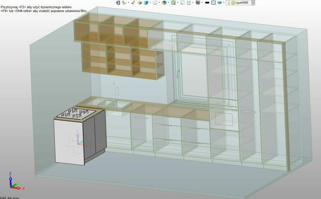 Projektowanie mebli kuchni na wymiar rendering 3D projekt wi