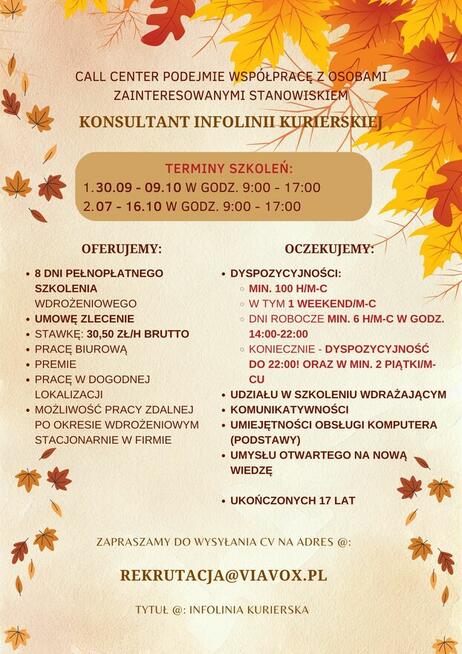 Zatrudnimy do obsługi infolinii przychodzącej