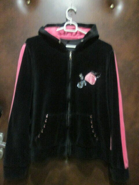 bluza welurowa z cyrkoniami na zip czarna rozm.L / XL