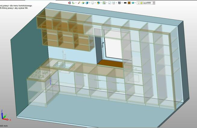 Projektowanie mebli kuchni na wymiar rendering 3D projekt wi