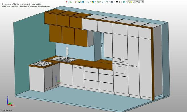 Projektowanie mebli kuchni na wymiar rendering 3D projekt wi
