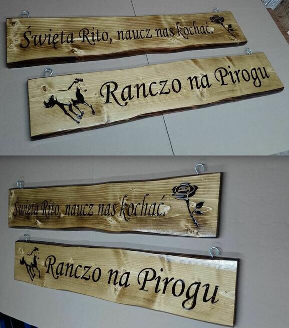 tablice informacyjne i reklamowe z drewna szyld karczma bar