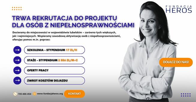 Szkolenia i staże dla osób z niepełnosprawnościami!